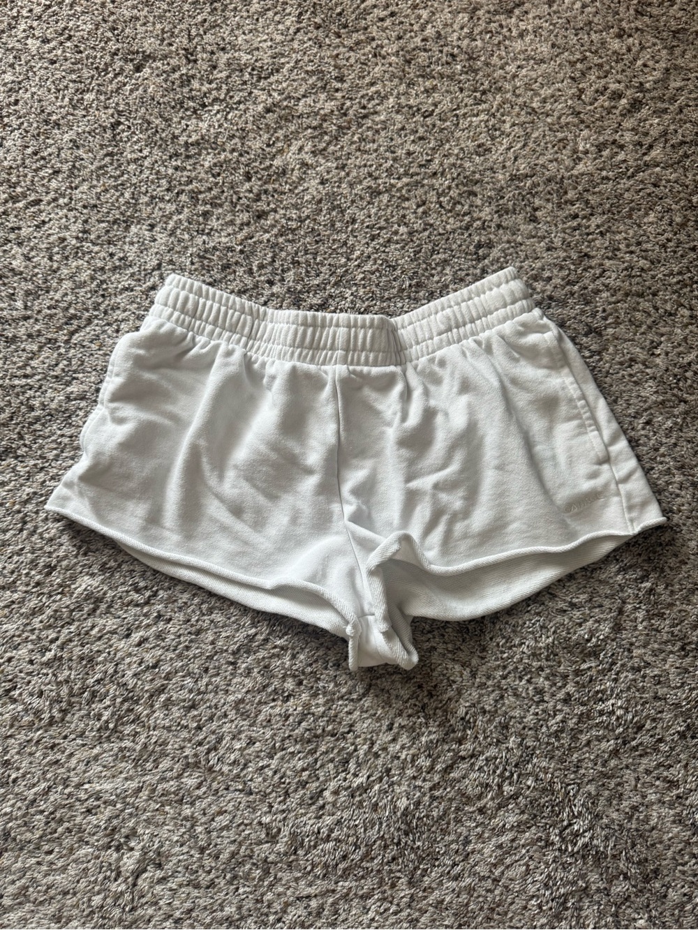 Garage White Terry Cloth Elastic Waist Shorts